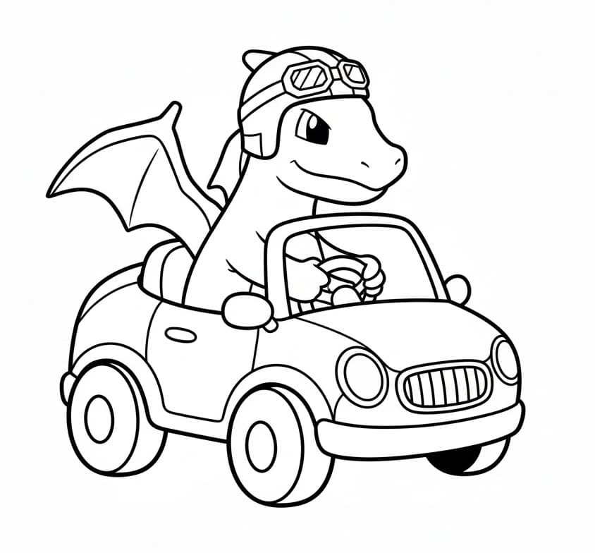 Charizard alla Guida dell’Auto da colorare