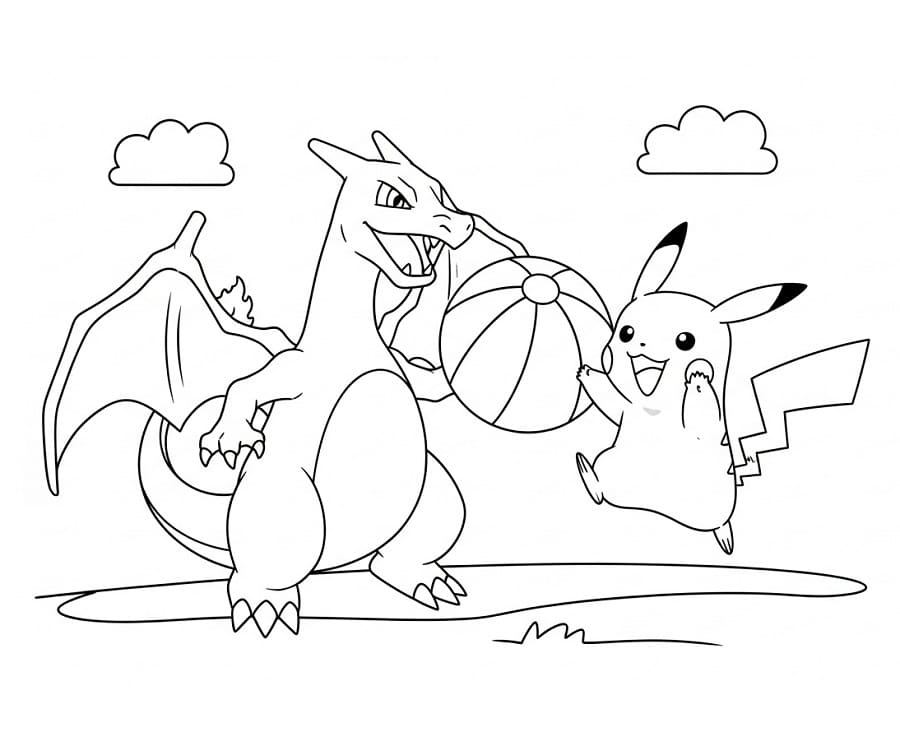 Charizard e Pikachu da colorare