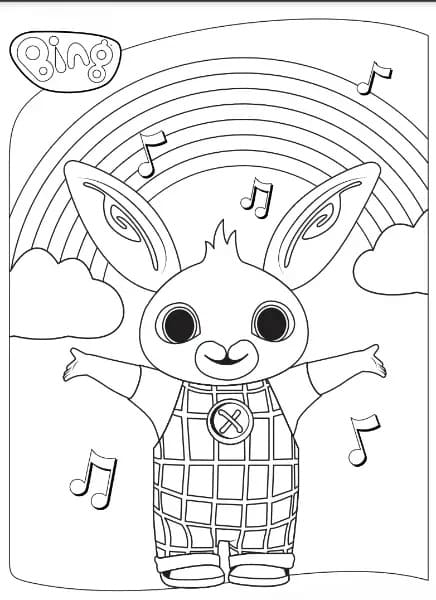 Coniglietto Bing e arcobaleno da colorare