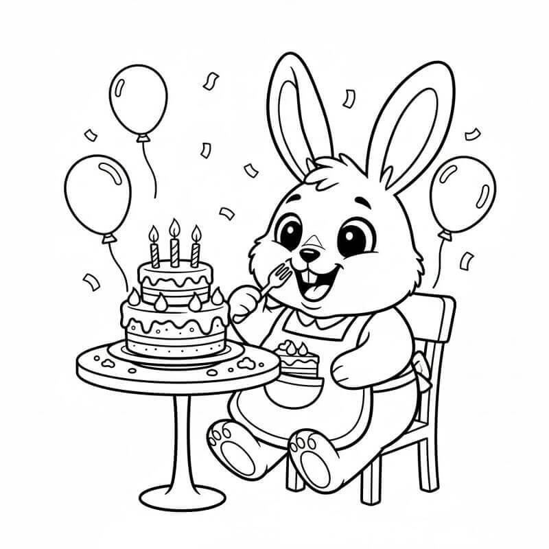 Coniglio Mangia Torta da colorare