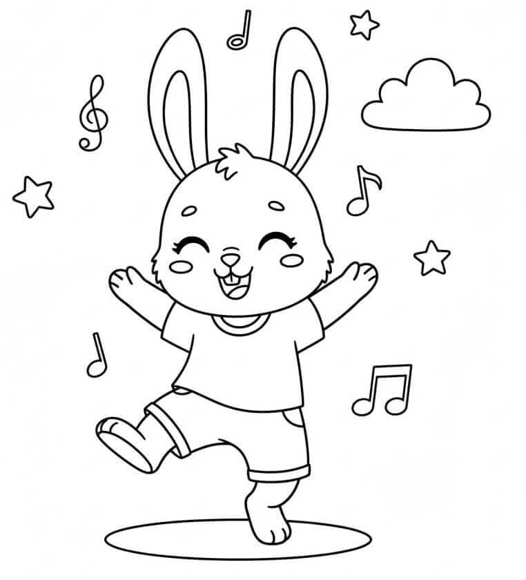Coniglio che Balla da colorare