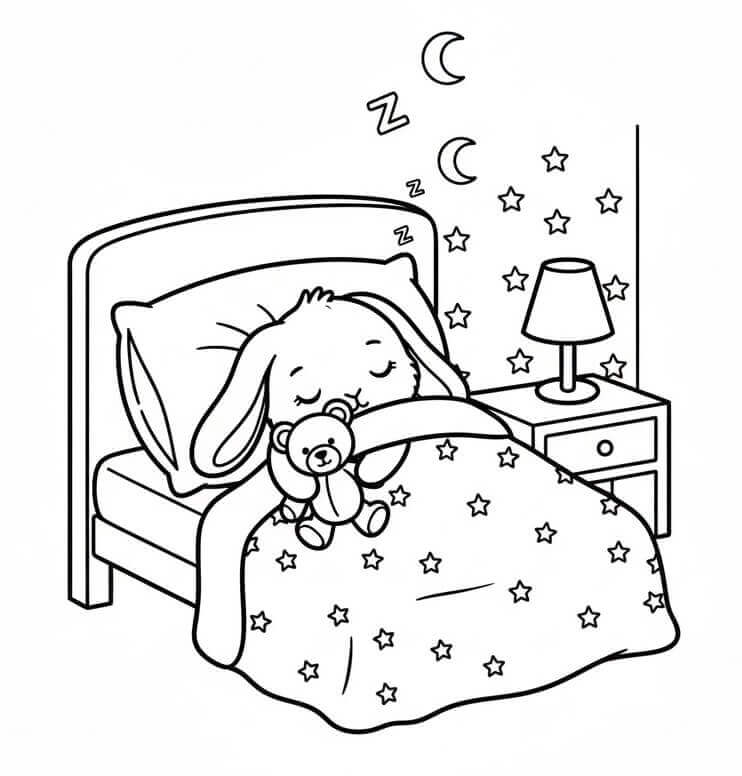 Coniglio che Dorme da colorare