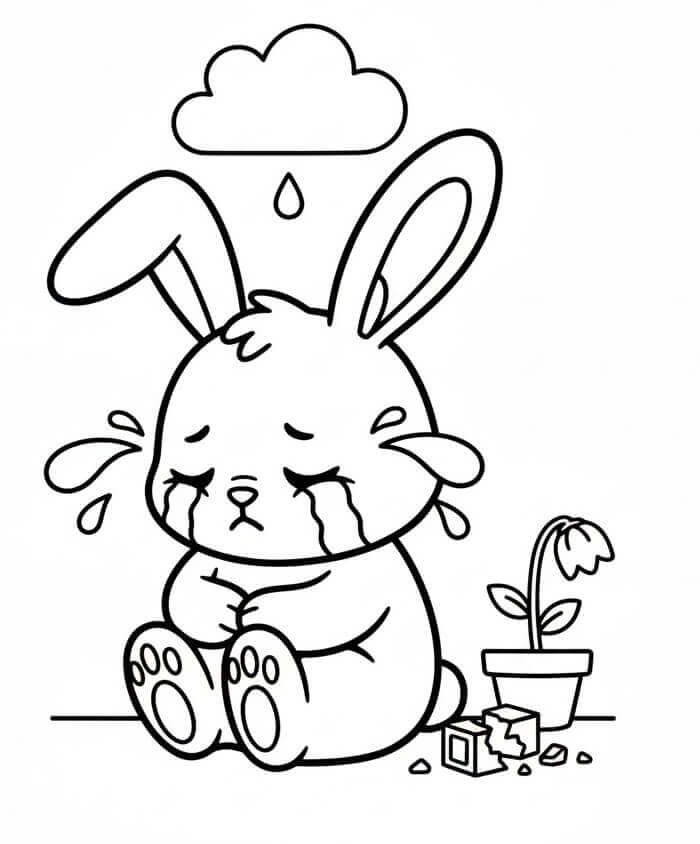 Coniglio che Piange da colorare