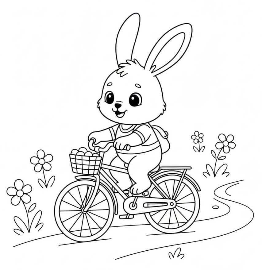 Coniglio in Bicicletta da colorare