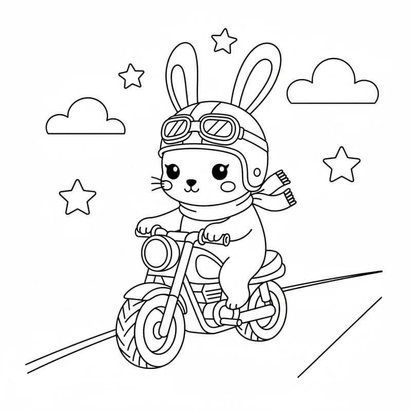 Coniglio in Moto da colorare