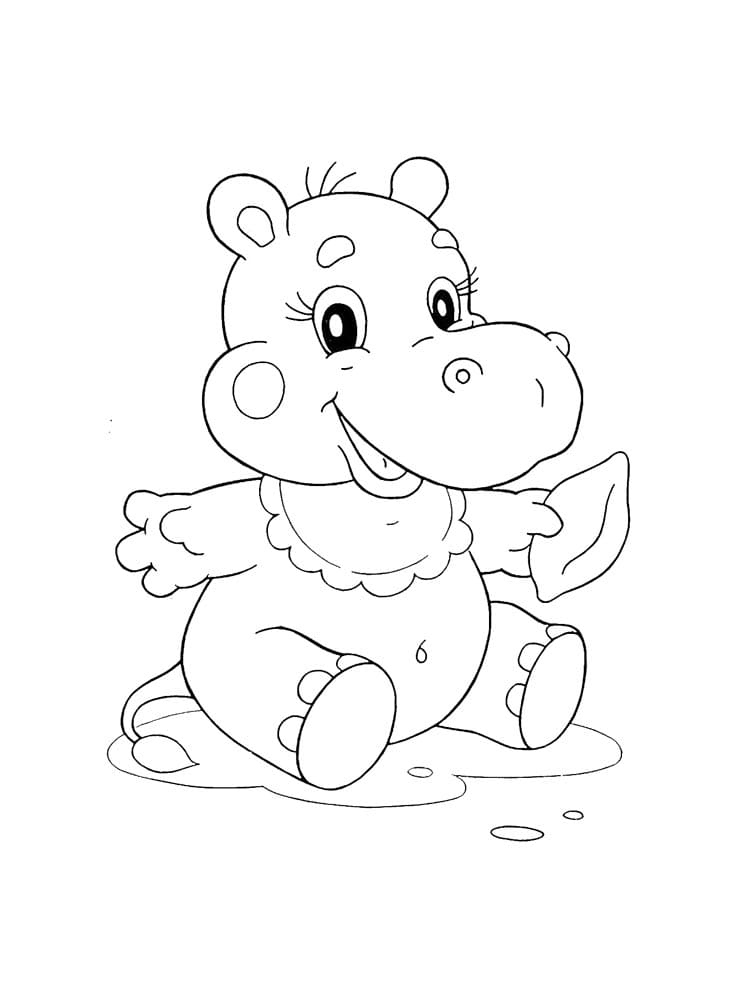 Cucciolo di ippopotamo da colorare