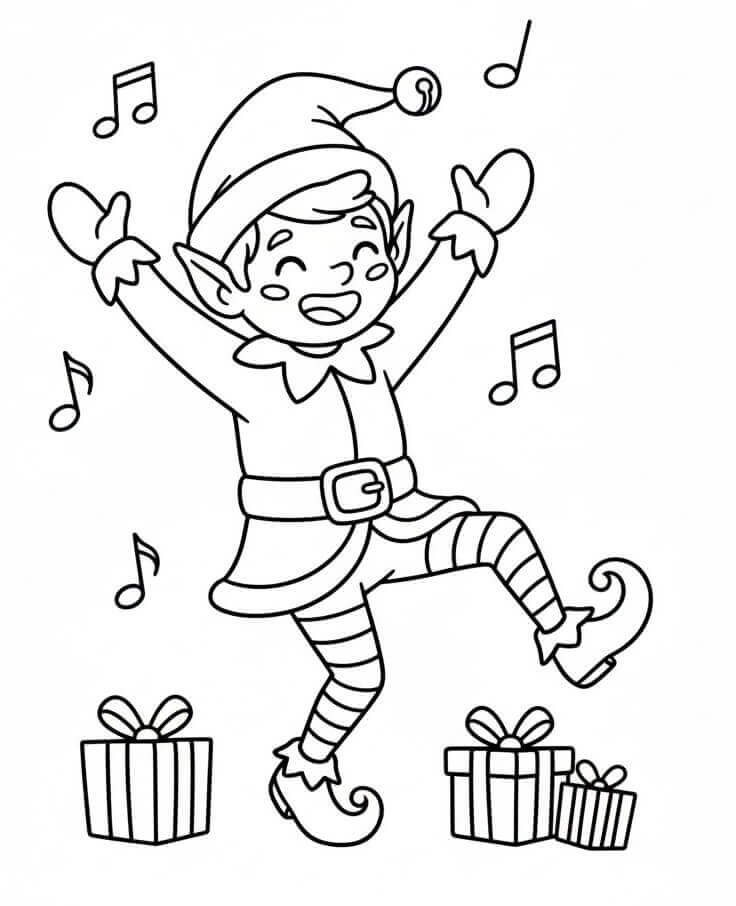Elfi di Natale da colorare