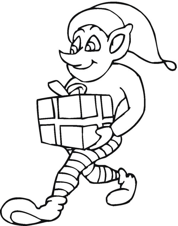 Elfo di Natale e un Regalo da colorare