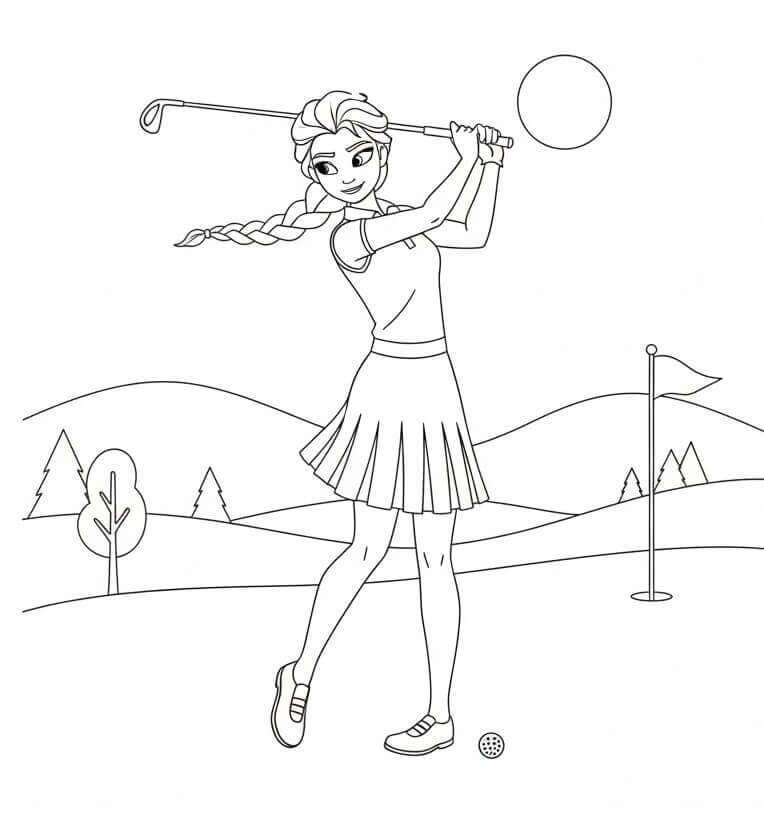 Elsa Gioca a Golf da colorare