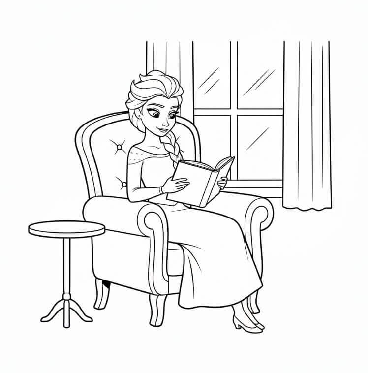 Elsa Legge un Libro da colorare