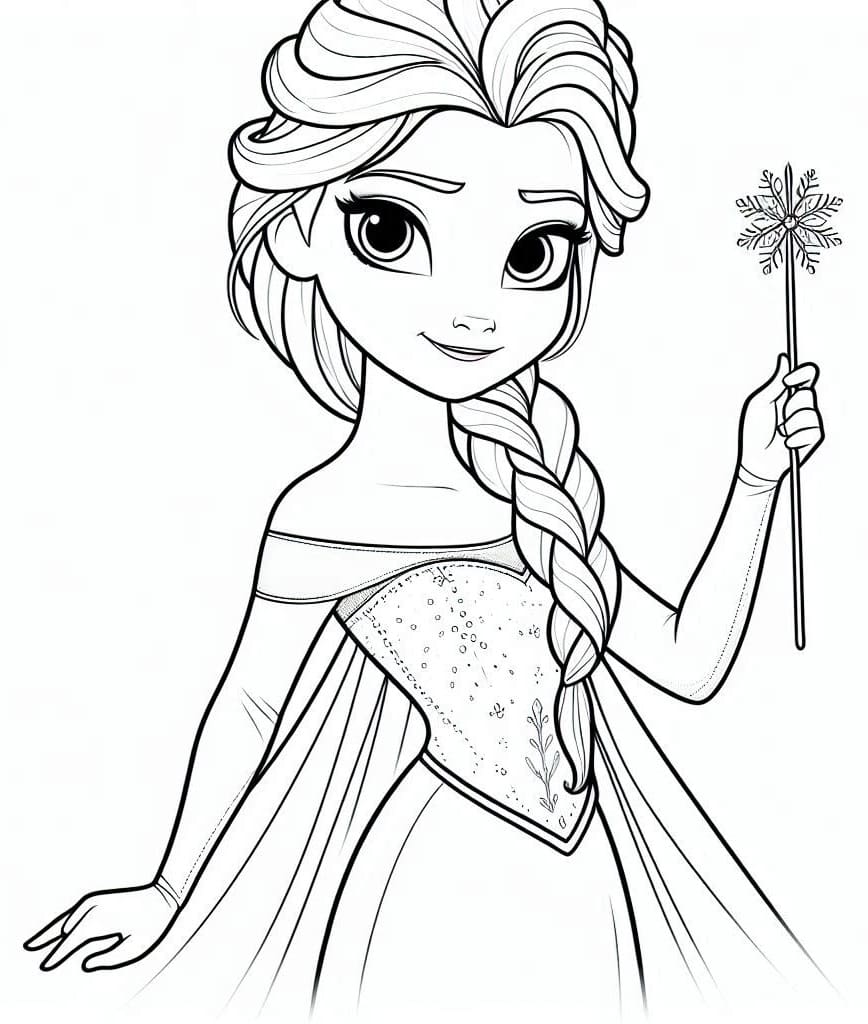 Elsa con Bacchetta Magica da colorare