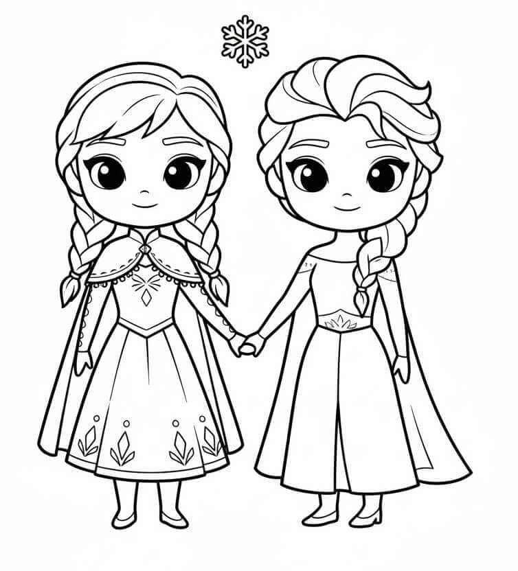Elsa e Anna adorabili da colorare