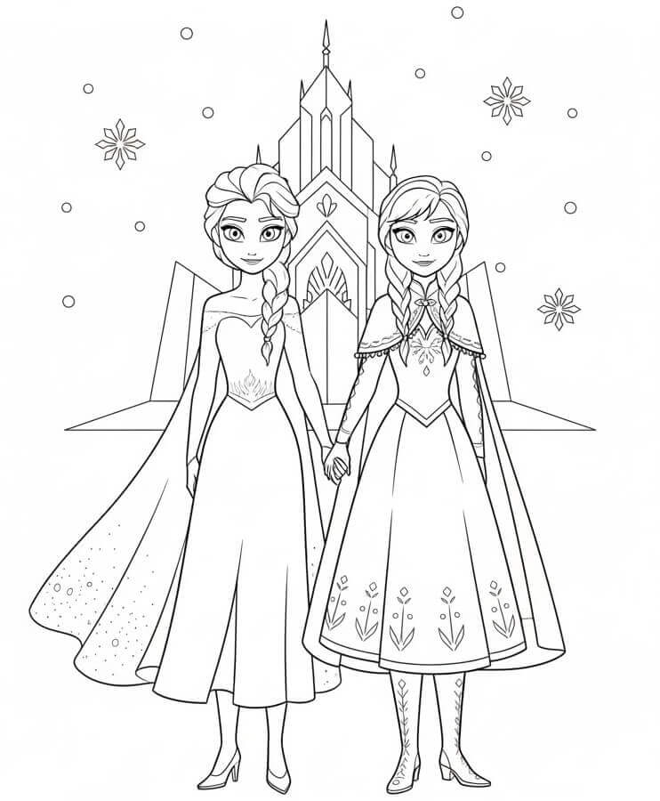 Elsa e Anna bellissime da colorare
