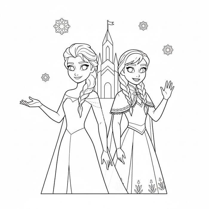Elsa e Anna della Disney da colorare