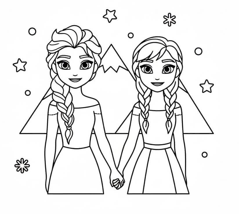 Elsa e Anna essenziali da colorare