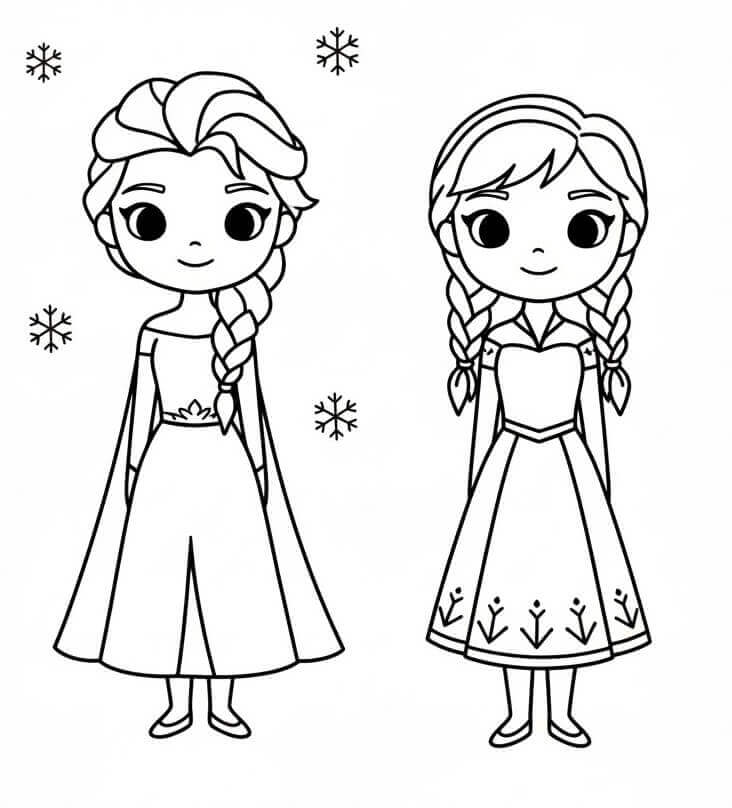 Elsa e Anna fantastiche da colorare