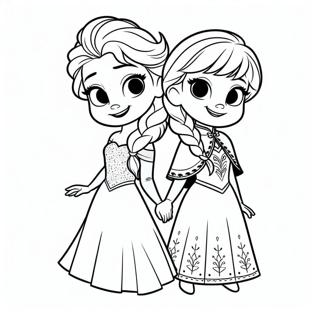 Elsa e Anna gratis da colorare