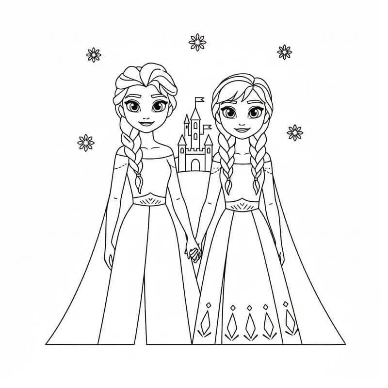 Elsa e Anna gratuite da colorare