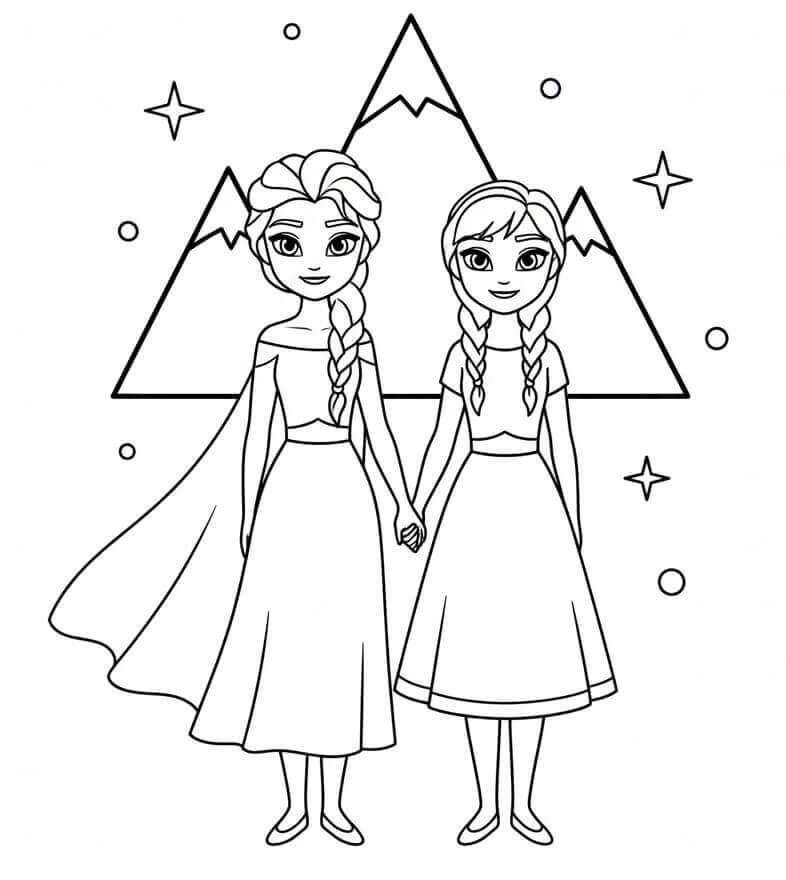 Elsa e Anna incantevoli da colorare