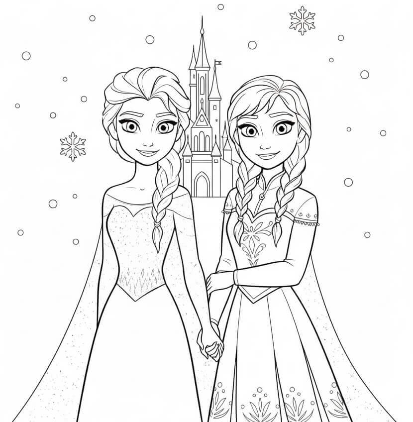 Elsa e Anna meravigliose da colorare