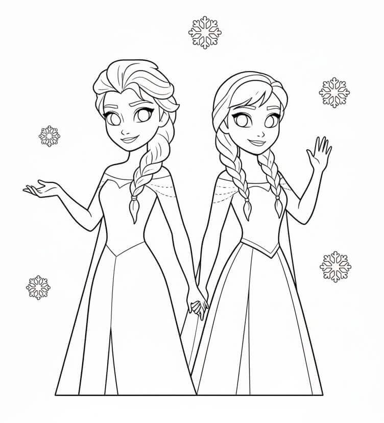 Elsa e Anna nel mondo Disney da colorare