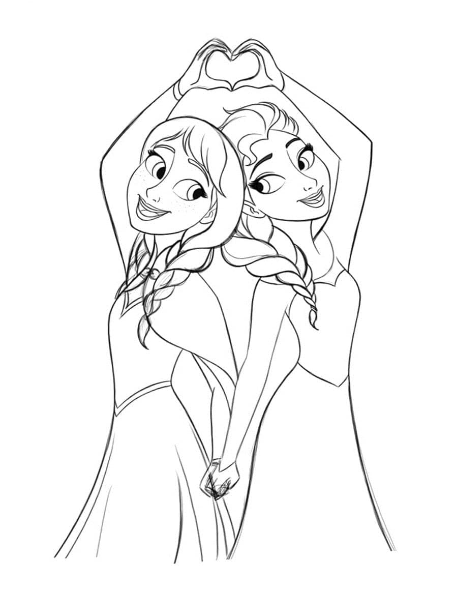 Elsa e Anna per bambini da colorare