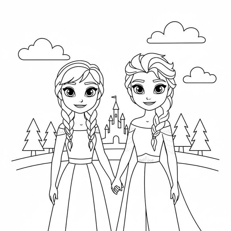 Elsa e Anna perfette da colorare
