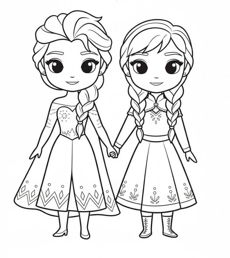 Elsa e Anna da colorare