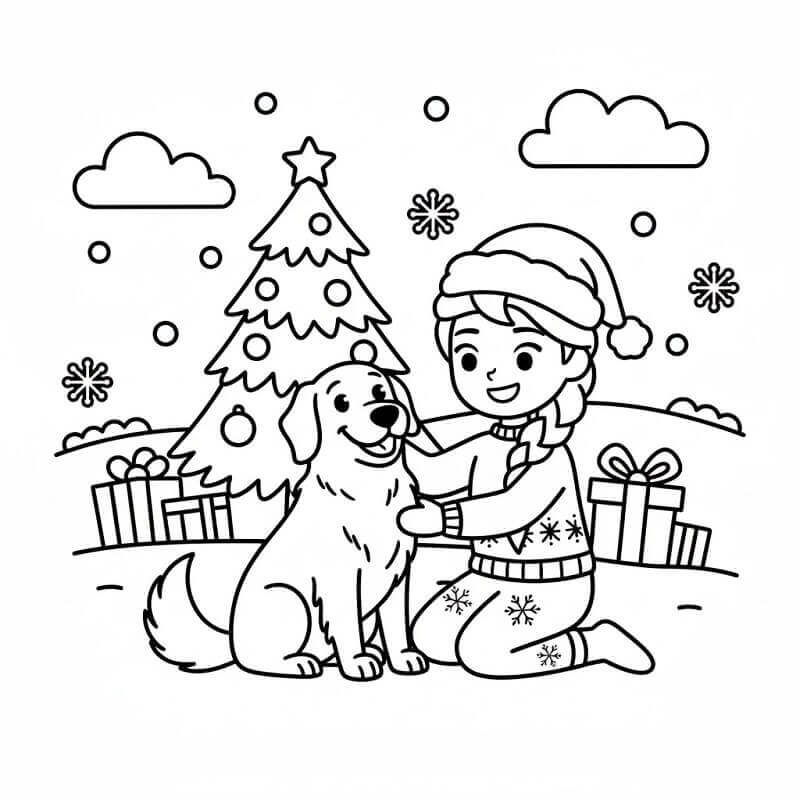 Elsa e Cane da colorare