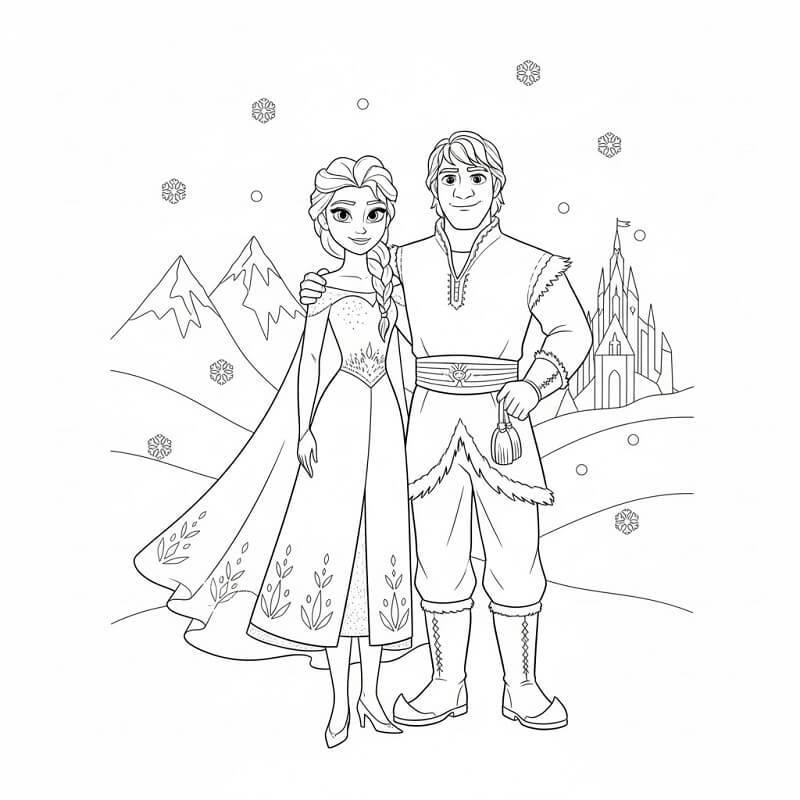 Elsa e Kristoff di Frozen da colorare