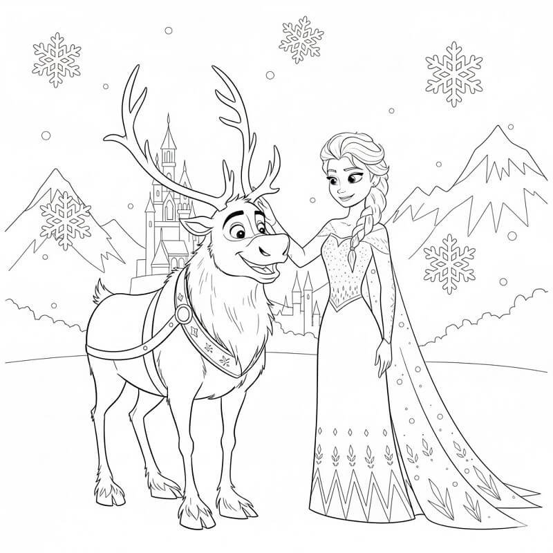Elsa e Sven di Frozen da colorare