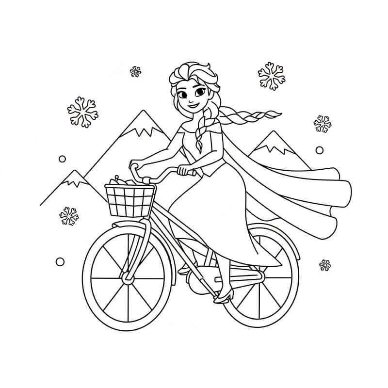 Elsa in Bicicletta da colorare