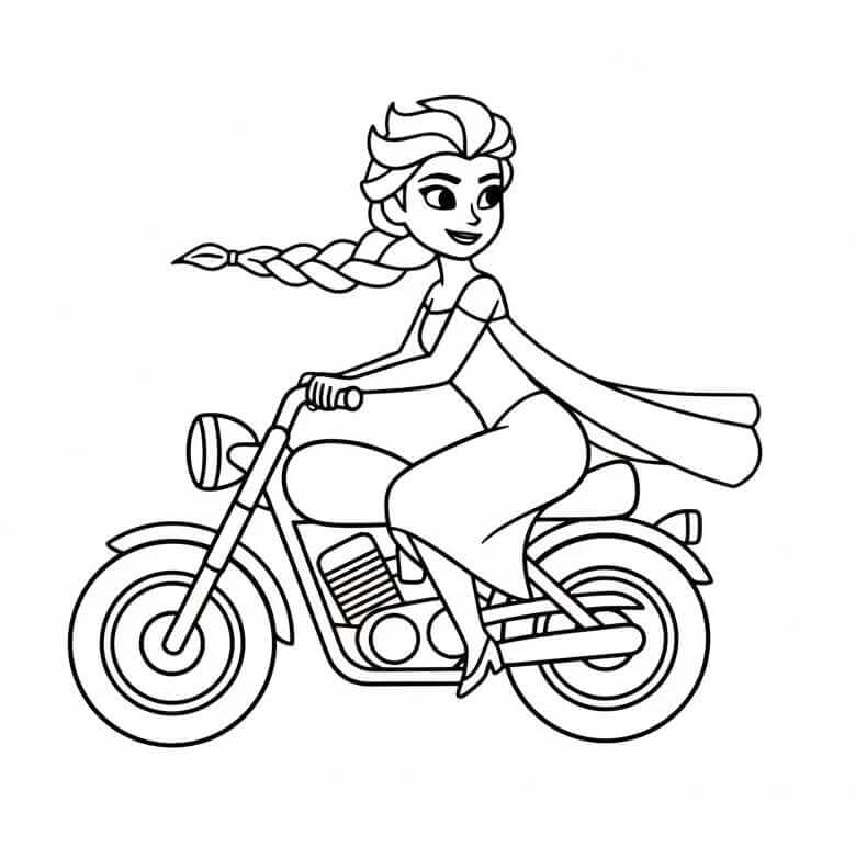 Elsa in Moto da colorare