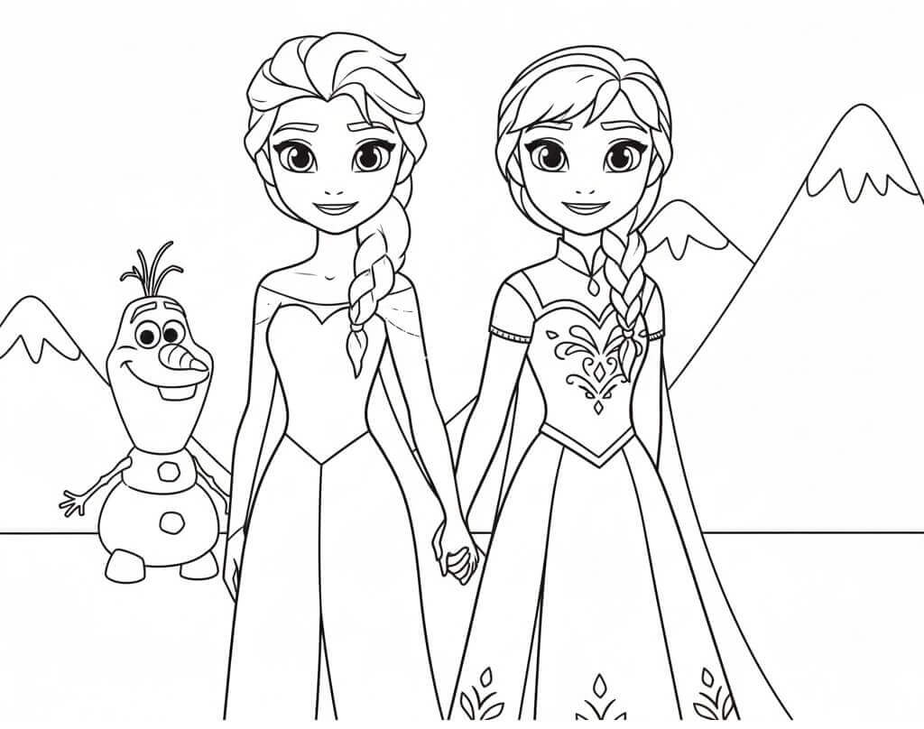 Elssa e Anna facili da colorare
