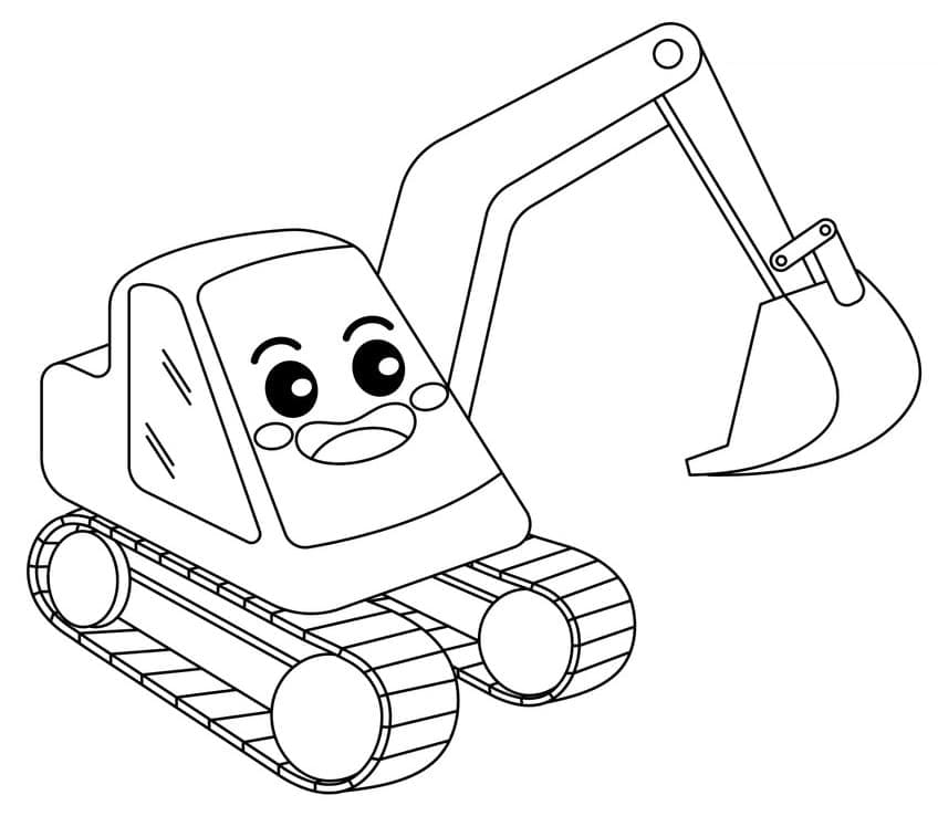 Escavatore Felice e Carino da colorare
