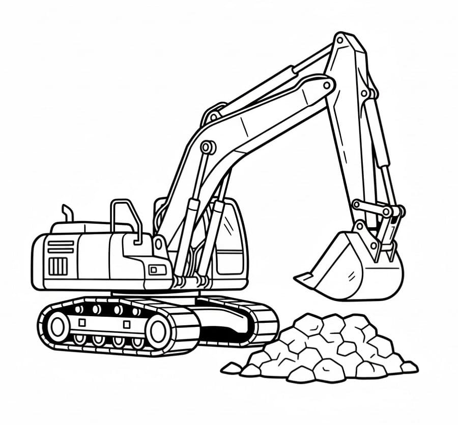 Escavatore Grazioso da colorare