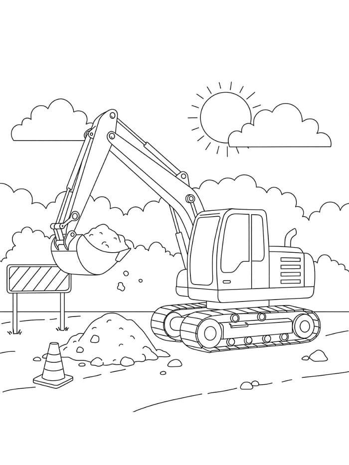 Escavatore al Lavoro da colorare
