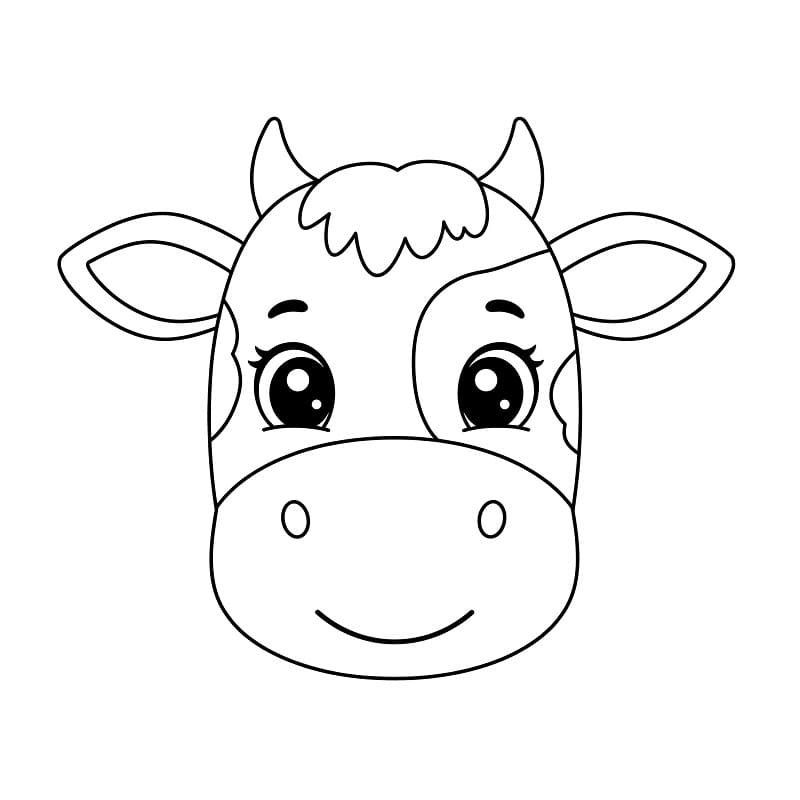 Faccia di mucca carina da colorare