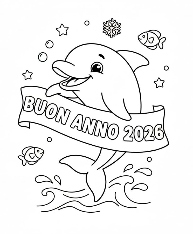 Fantastico Buon Anno 2026 da colorare