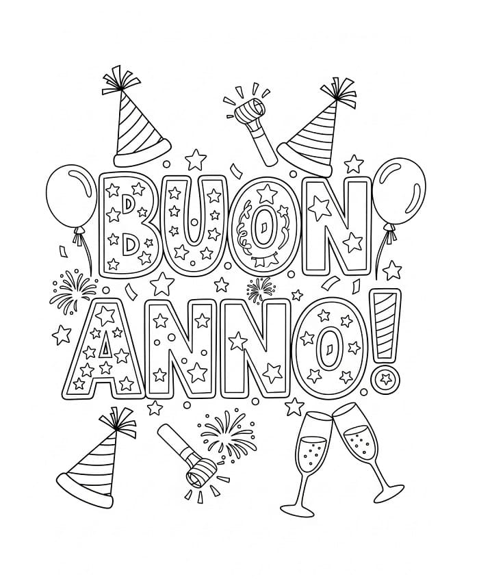 Fantastico Buon Anno da colorare