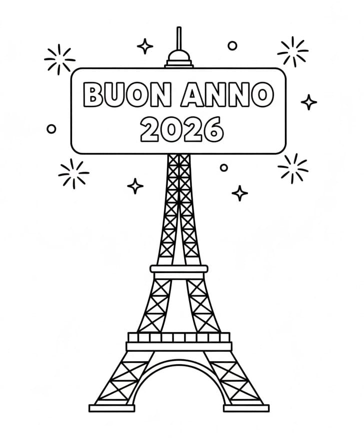 Felice Anno Nuovo 2026 Festivo da colorare