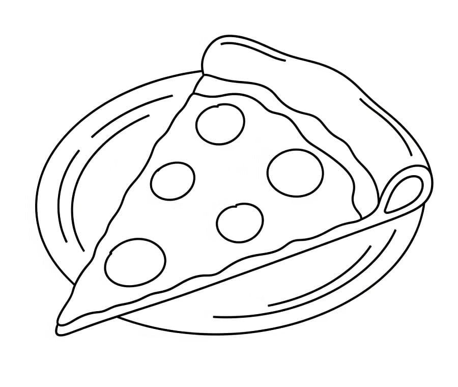 Fetta di Pizza sul Piatto da colorare