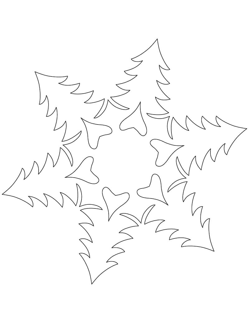 Fiocco di neve con albero di Natale da colorare