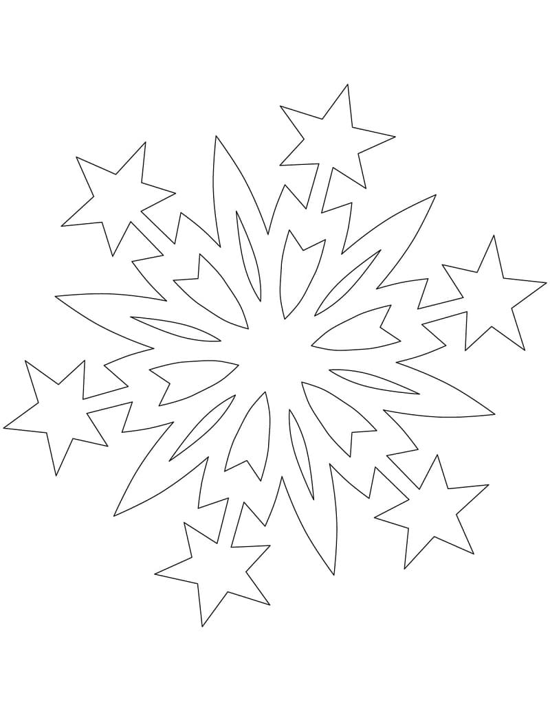 Fiocco di neve con stelle natalizie da colorare