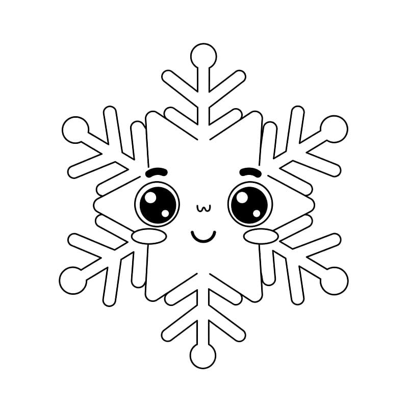 Fiocco di neve kawaii da colorare