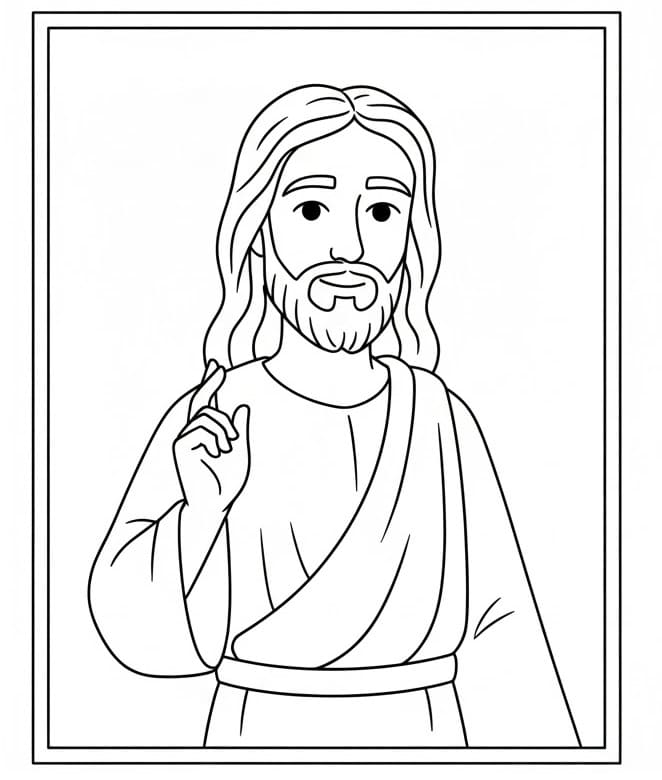 Gesù in versione stampabile da colorare