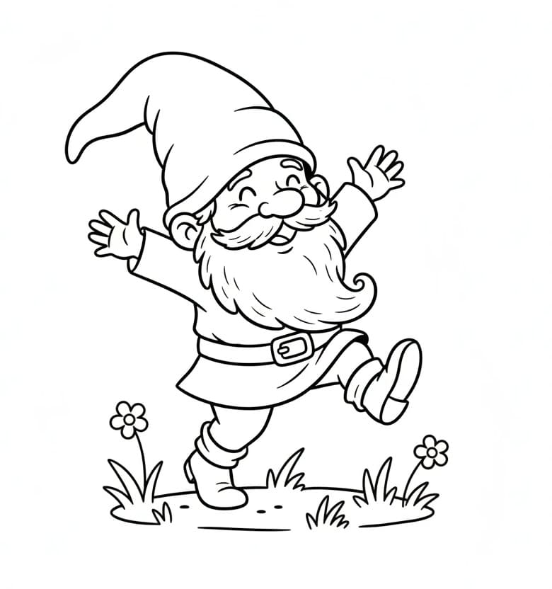 Gnomo Carino e Felice da colorare