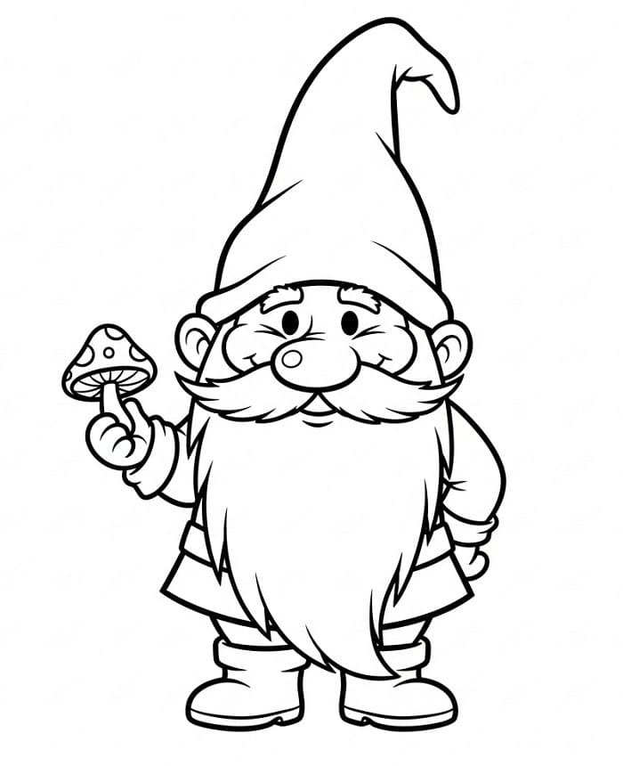 Gnomo Gioioso con Fungo da colorare