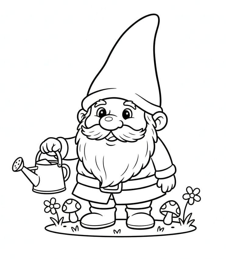 Gnomo con Annaffiatoio da colorare