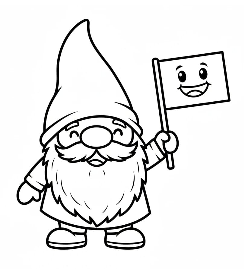 Gnomo con Bandiera da colorare